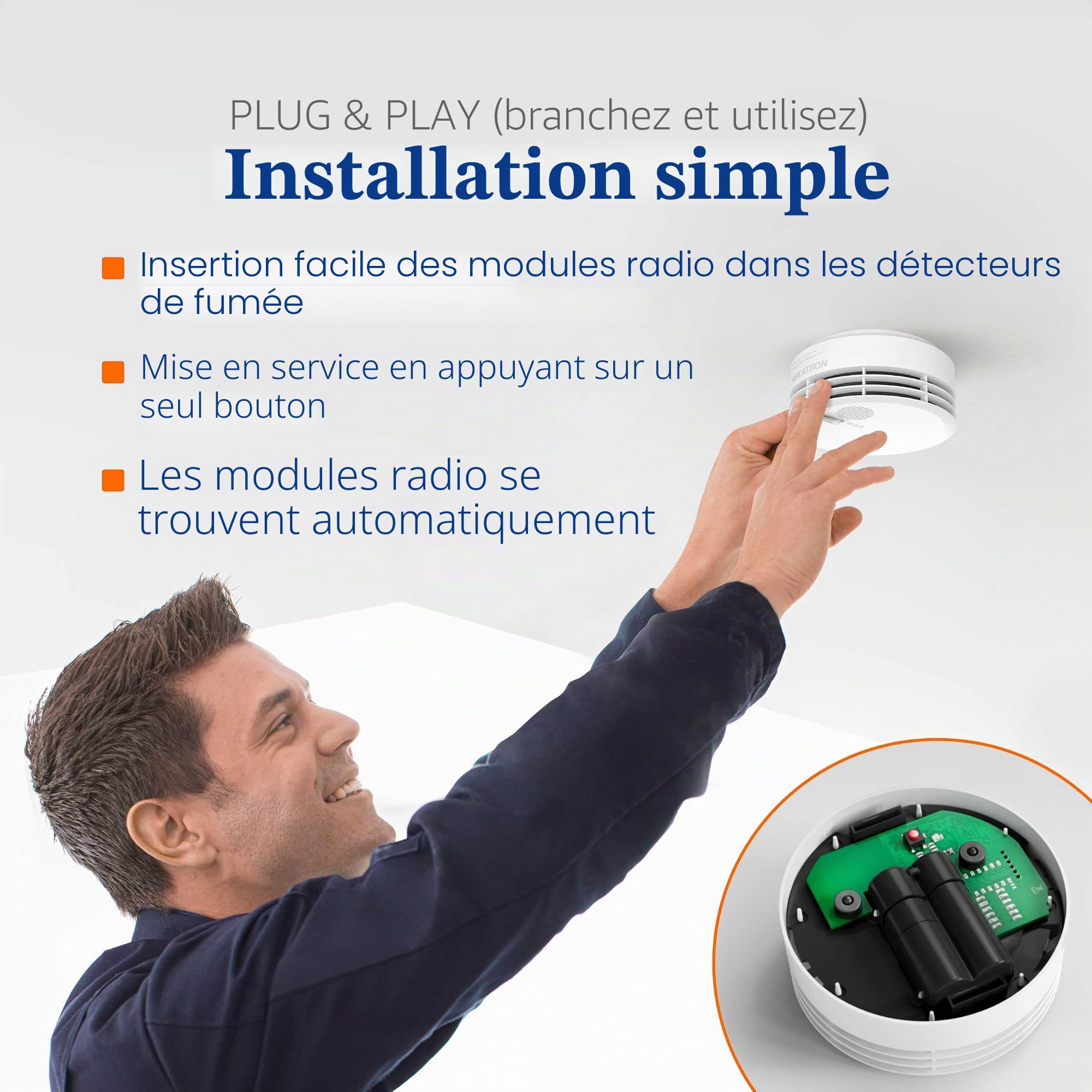 Hekatron Module radio Basis X – Dispositif intelligent sans fil, compatible avec le détecteur de fumée Hekatron Genius Plus X – Pour connecter jusqu'à 20 détecteurs de fumée