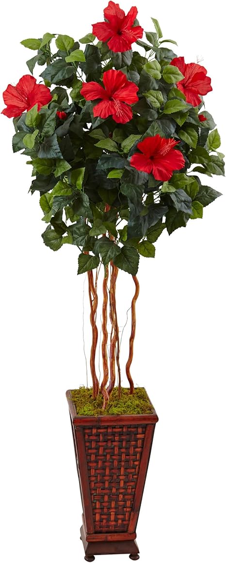 Amazon 自然の5フィートのハイビスカス 人工木 プランター入り グリーン 造花 オンライン通販