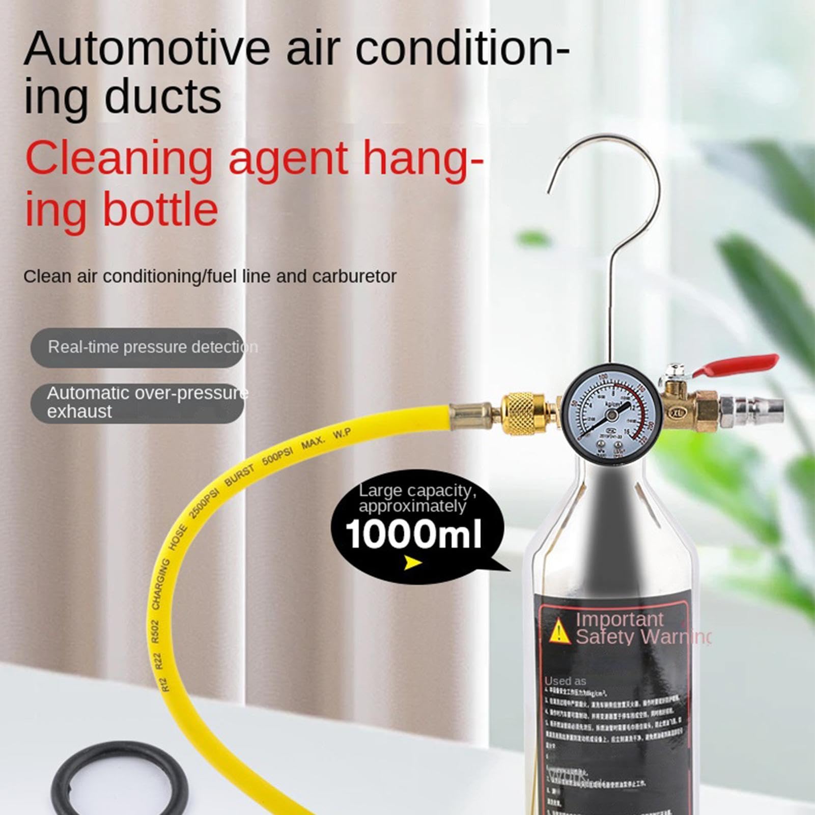 Kit de Lavado del AC Set De Limpieza De Tubería De Con Manómetro De Bidón | Herramientas AC Para Camión s Refrigeración HVAC Taller Mecánico Garaje Hogar Autocaravana Y Coche