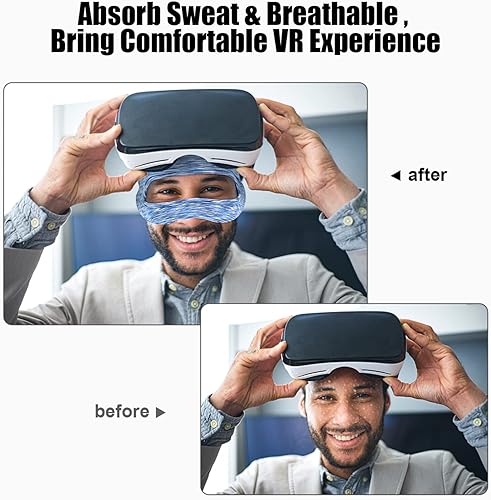 Miniatura 2 de SAYAFAN Máscara de ojos VR, banda de sudor VR transpirable ajustable para MetaOculus Quest 23, HTC Vive, PS, Gear, VR entrenamientos (3 piezas)