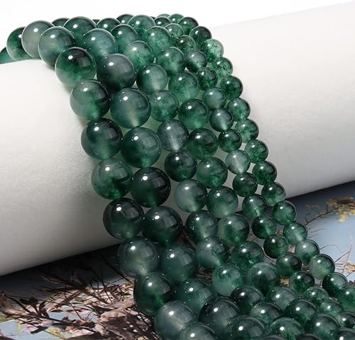 Miniatura 2 de 45 cuentas sueltas de calcedonia verde de 0.315 pulgadas para la fabricación de joyas, cuentas semipreciosas naturales redondas y lisas de piedras