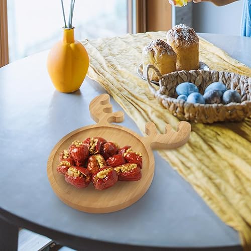 Miniatura 8 de DOITOOL Bandeja de madera de Navidad para servir sushi con forma de reno de Navidad, bandeja de aperitivos para aperitivos, bandeja de tablero de