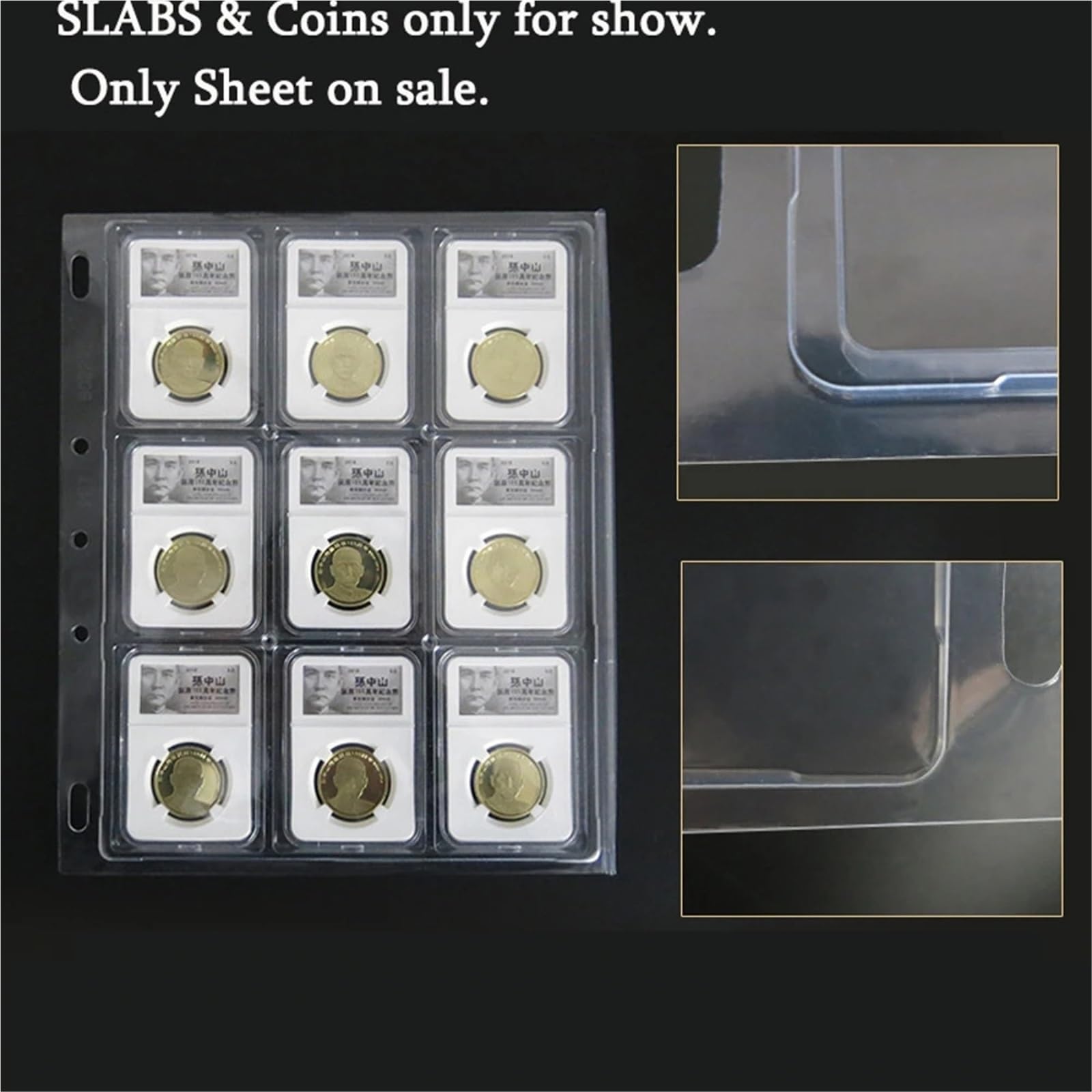 Album Monedas 2Sheets Clear Plastic Certified Coin Slab Binder Album Pages