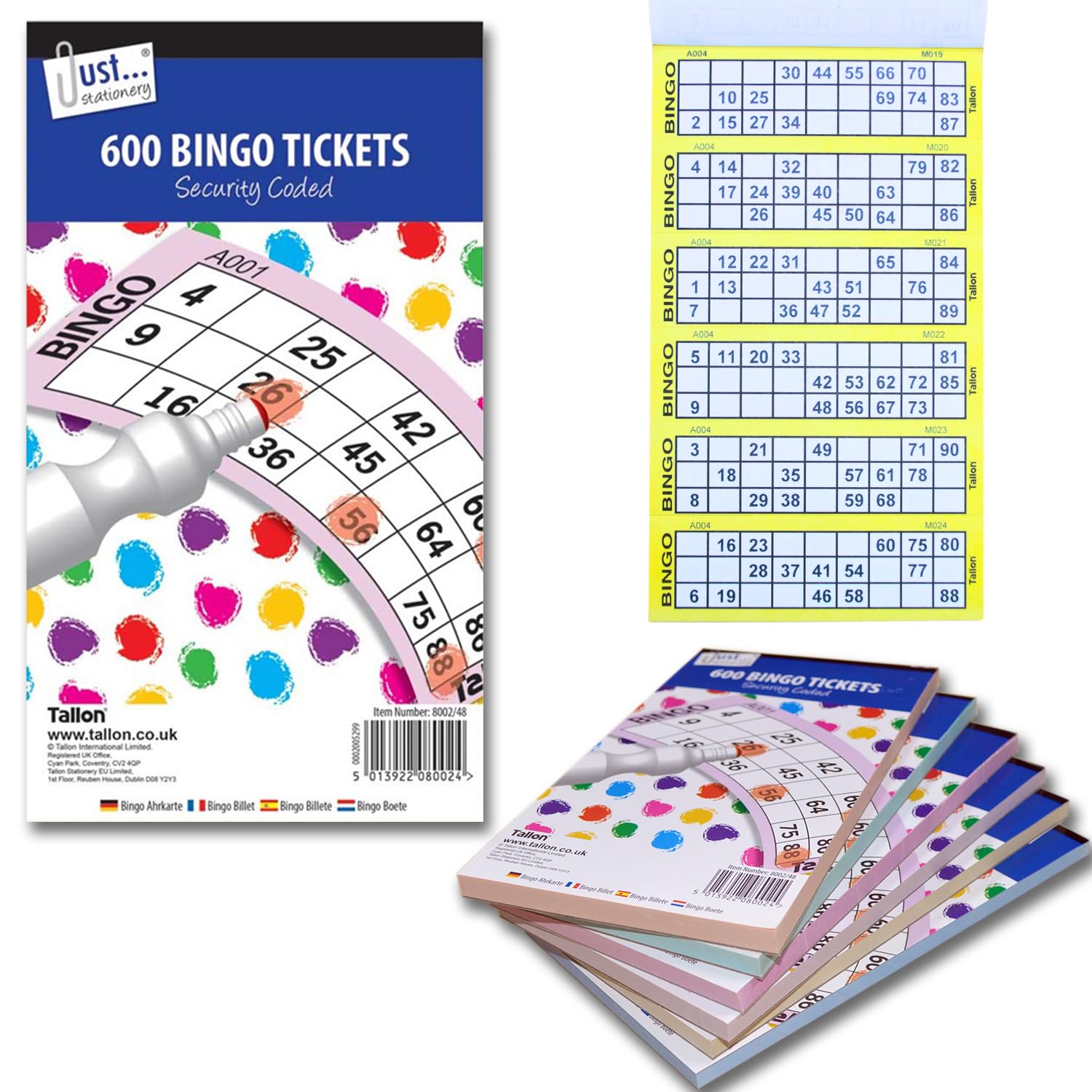 Bestus - 600 Bingo Tickets with Jumbo Numbers (1-90), 6-Page Security-Coded Book Pad (4)