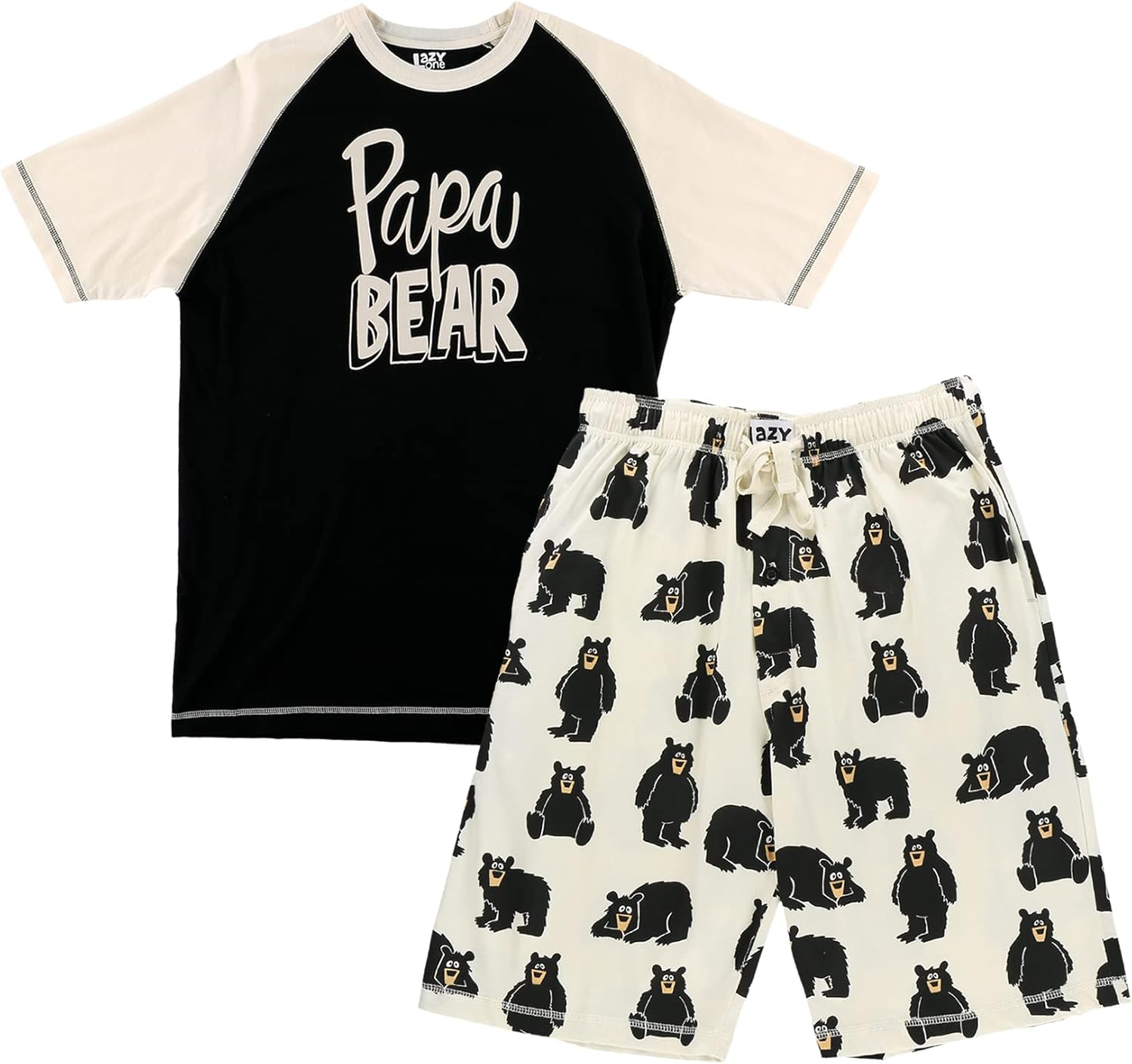 Lazy One Men's Sleep Shorts Set, Matching Sleepwear Shirt and Short Set for Men, Cotton Pajama Shorts and T-Shirt - Image 4