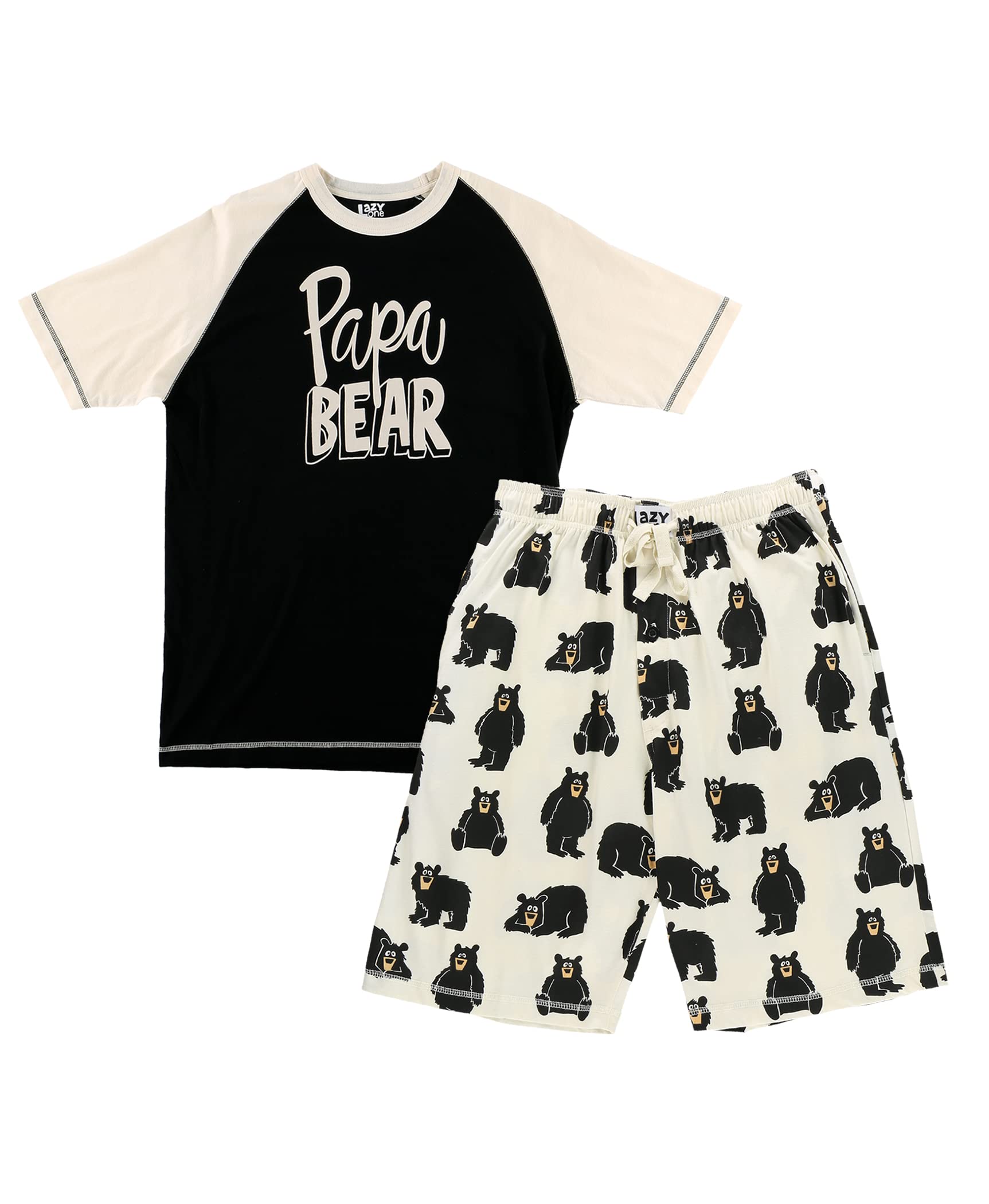 Lazy One Herren Schlafshorts Set, Passende Nachtwäsche Shirt und Short Set für Männer, Baumwolle Pyjama Shorts und T-Shirt