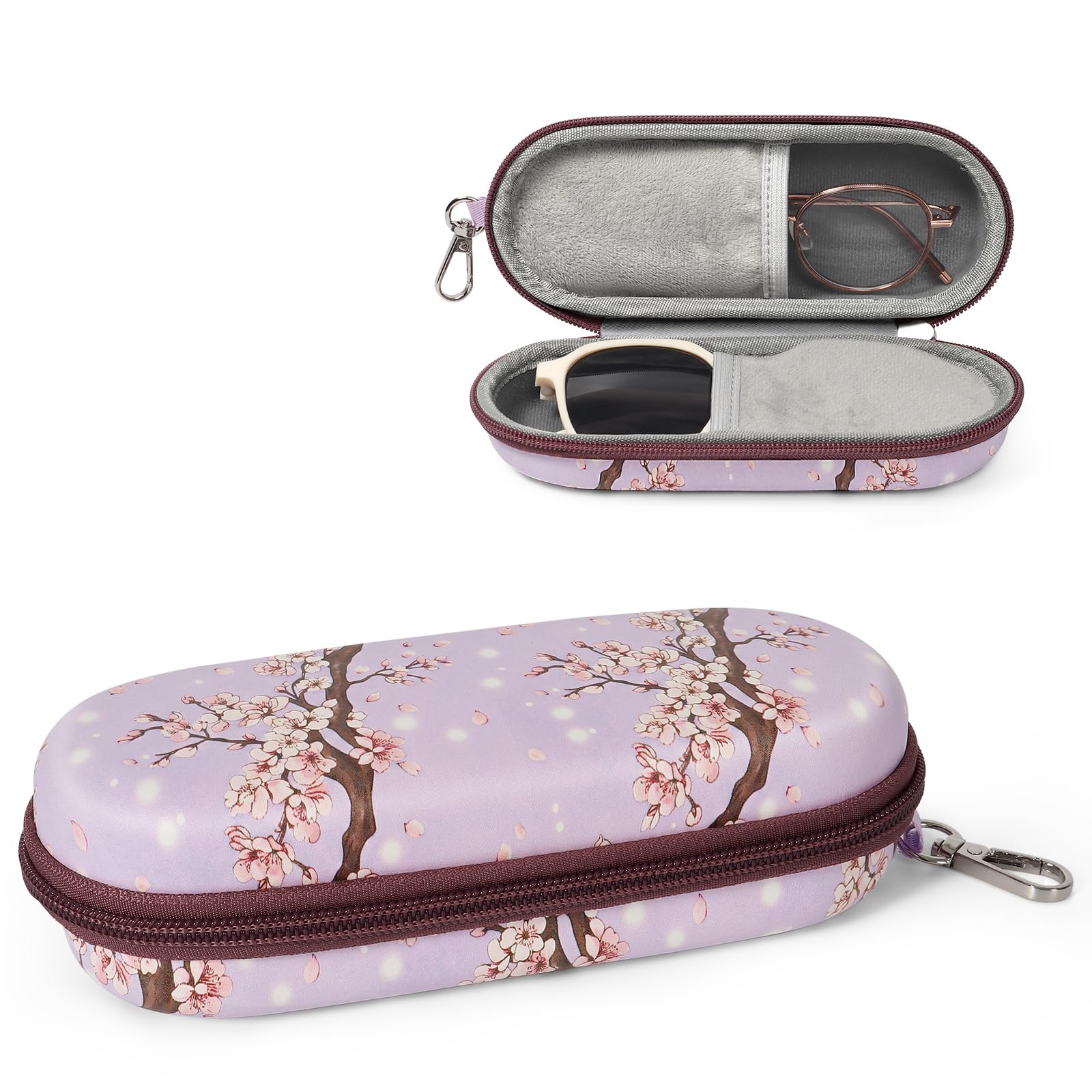 Double Eyeglasses Case, Dual Glasses Sunglasses Organizer with Zipper Closure, Eyewear Storage Box for Men Women Travel