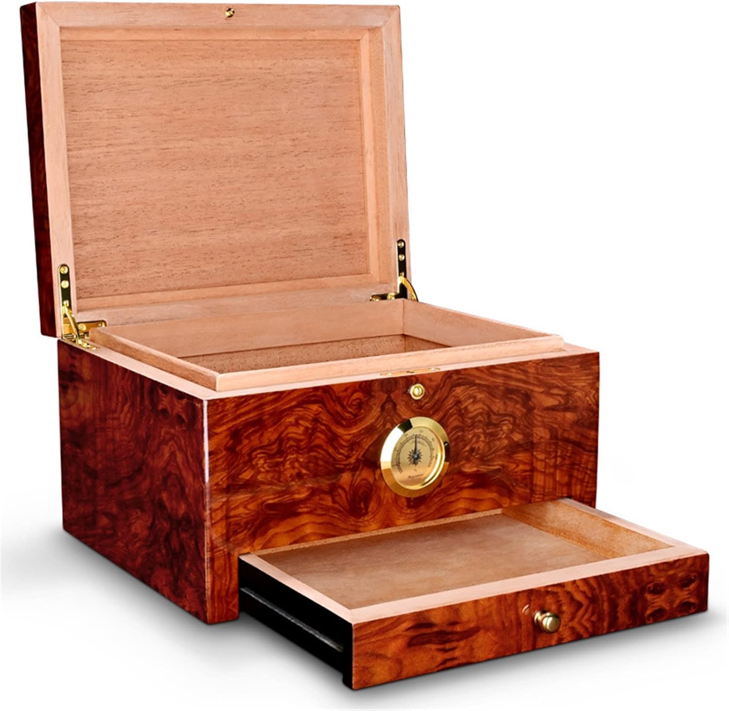 Amazon.co.jp: Cigar Case, Cedar Wood Partition, Dual Layer Storage Box ...