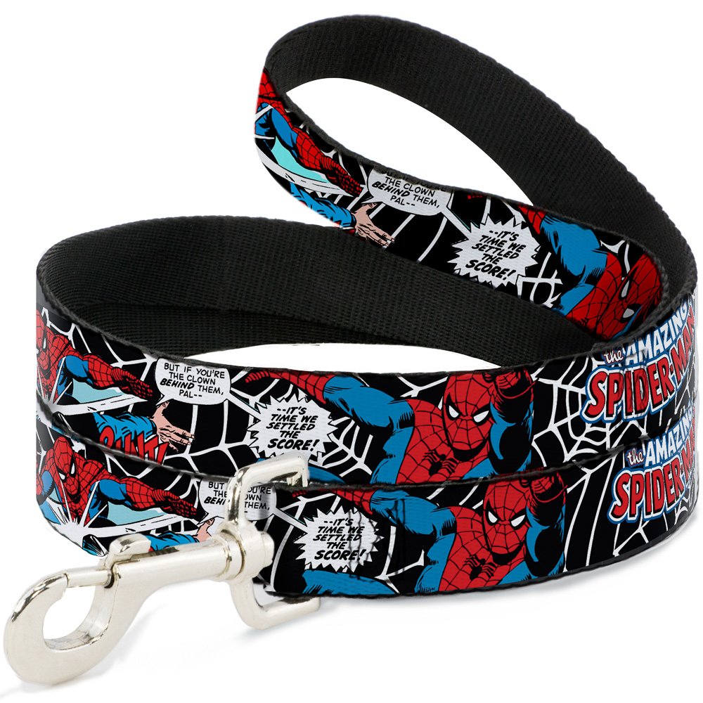 Buckle-Down Pet Leash - JRNY-Spider-Man in Action2 w/AMAZING SPIDER-MAN - 4 Feet Long - 1" Wide