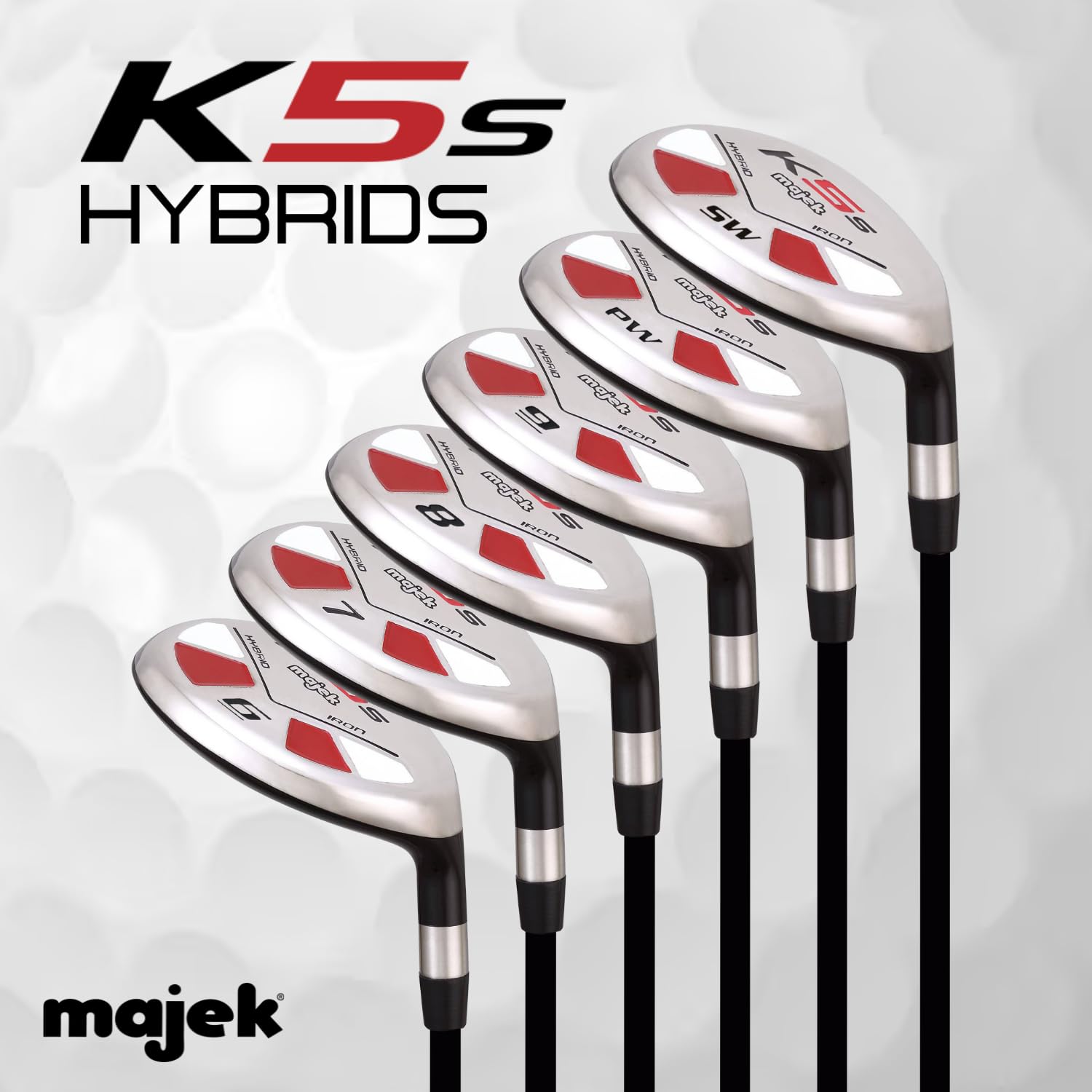 Senior Majek Golf All Hybrid Juego parcial para hombre, que incluye: # 6, 7, 8, 9, PW +SW Senior Flex para diestros New Utility "A" Flex Club