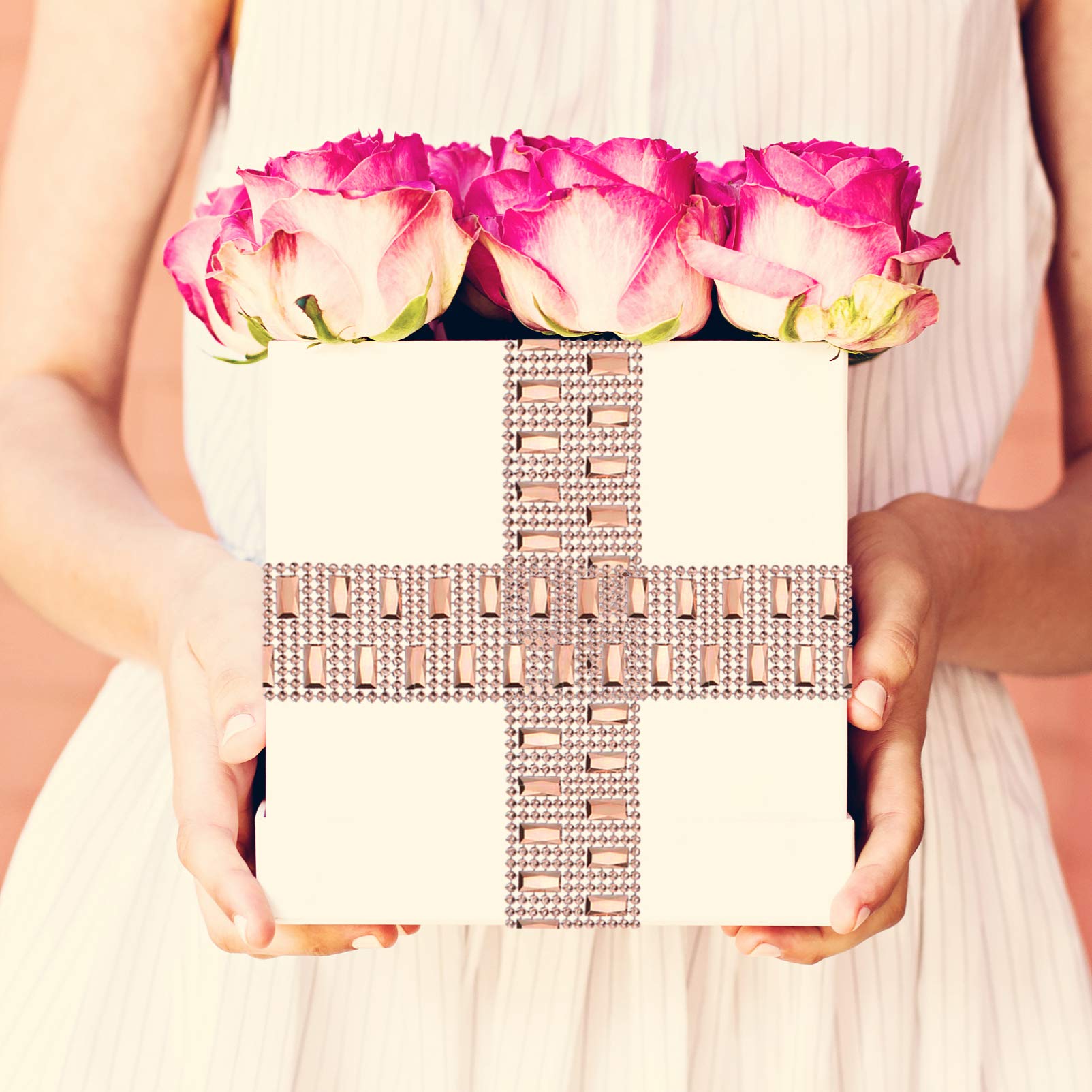 ACiyD Rolle Close Bridal Rose Strass Bouquet Applikation- Reihe Gold Party Diamond Ribbon Kette Faux Mesh Weddin Flower Trim Crafts Crystal Cake Clothes Row Shower Wrap Nähen