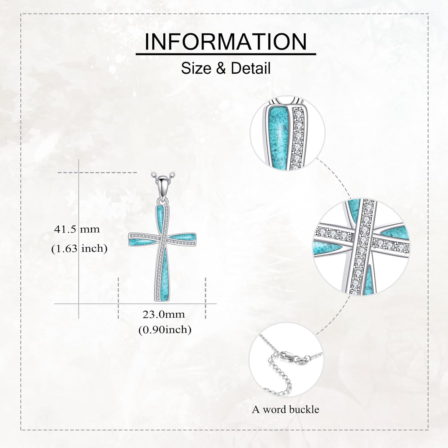 Cross Necklace S925 Sterling Silver Turquoise/Opal/Abalone Shell Cross CZ Pendant Necklaces Faith Jewelry Gift For Women Female Lover - Image 3