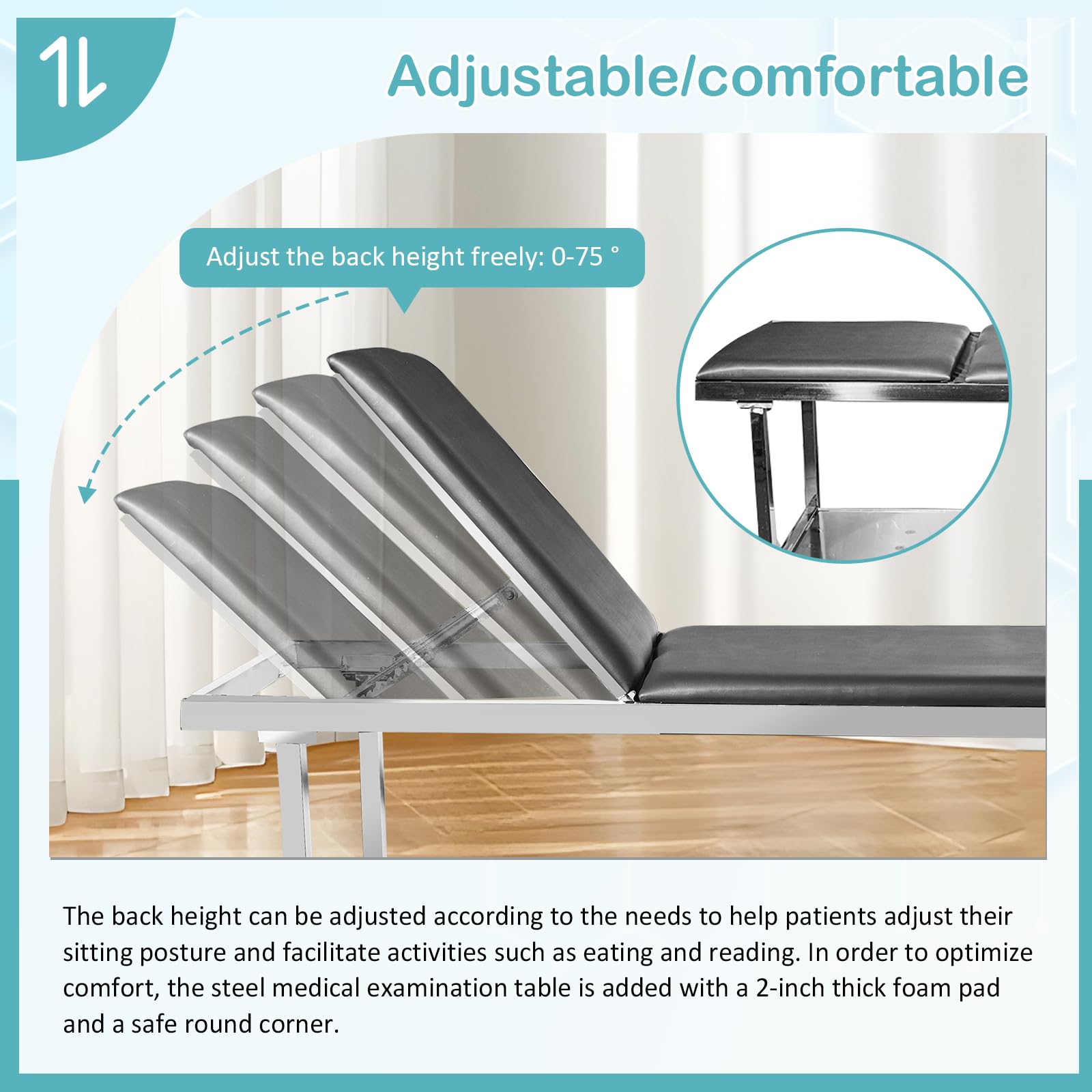 JJFFTAO Adjustable Exam Table?Doctor Bed with Folding Legs is Stable and Durable?Folding Medical Exam Table Holds 440 lbs?for Clinical Examination ?Massage ?Spa Beds?Beauty