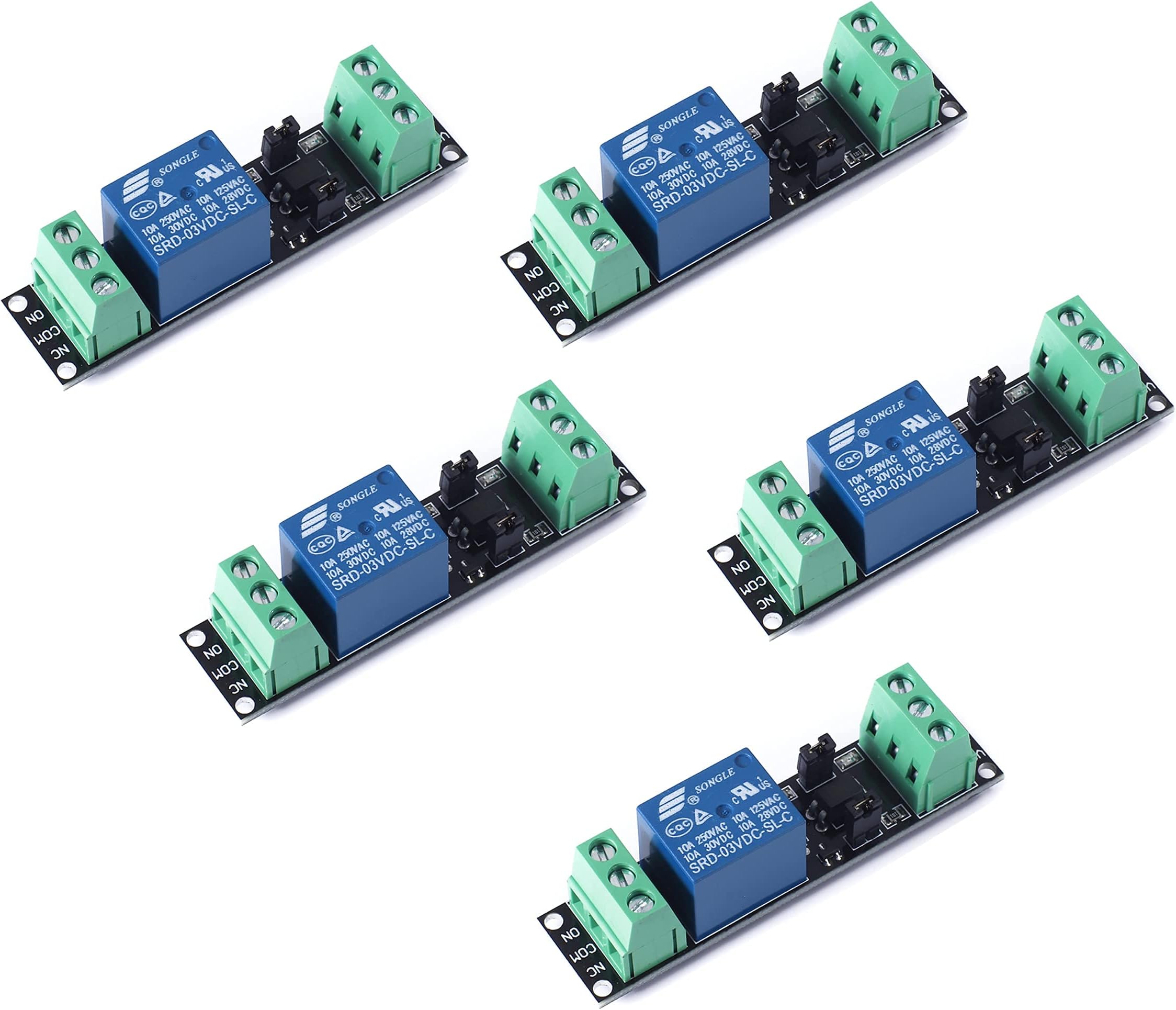 SongHe 1 Channel DC 3V Relay High Level Driver Module Optocoupler Relay Module Isolated Drive Control Board for Arduino (Pack of 5)