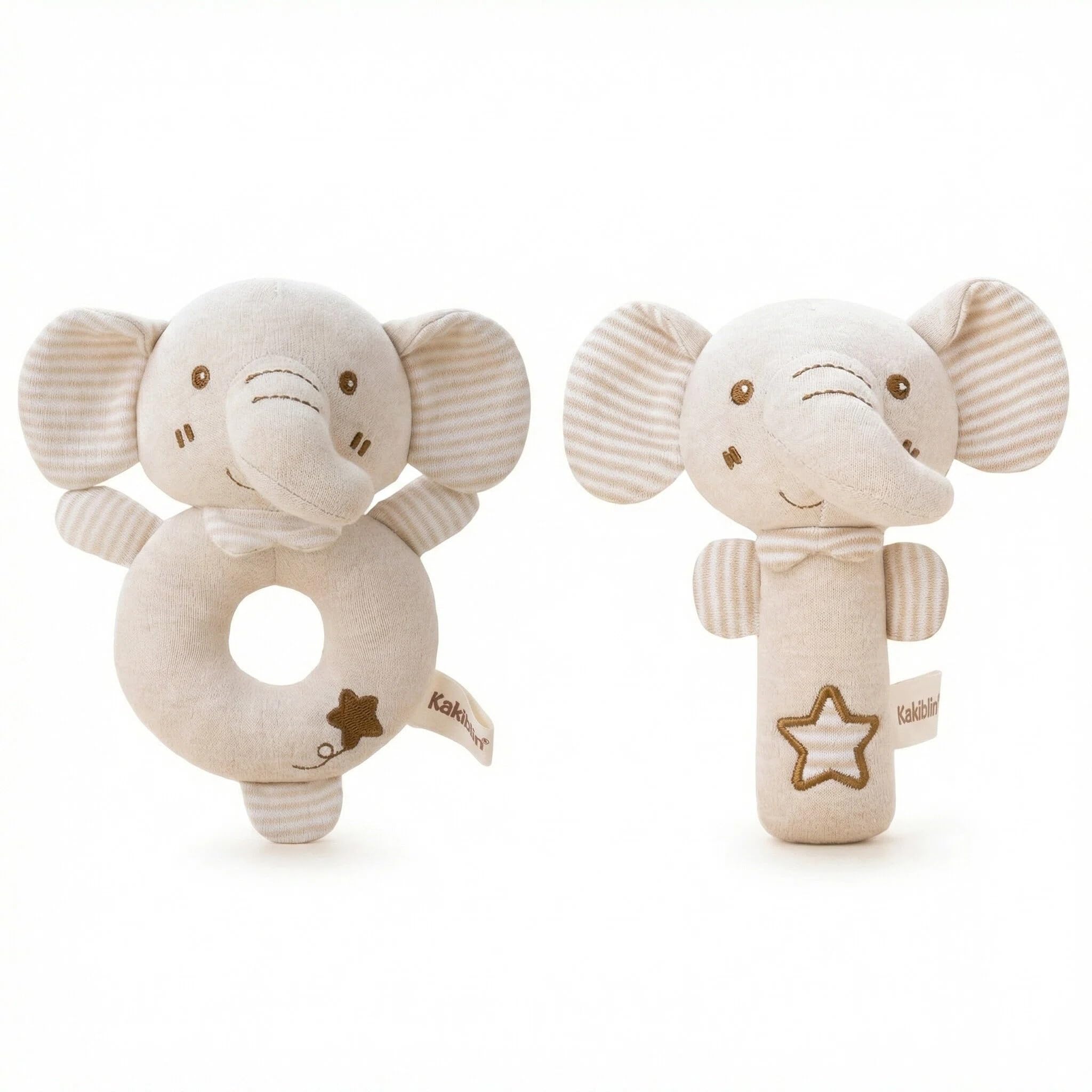 2 Pcs Soft Rattle Toys for Babies 0-6 Months,Baby Soft Rattle Sensory Toys,Plush Animal Hand Rattles Toys,Babies Sensory,Early Developmental Newborn Baby Birthday Gifts,Girls Boys Babies (Elephant)