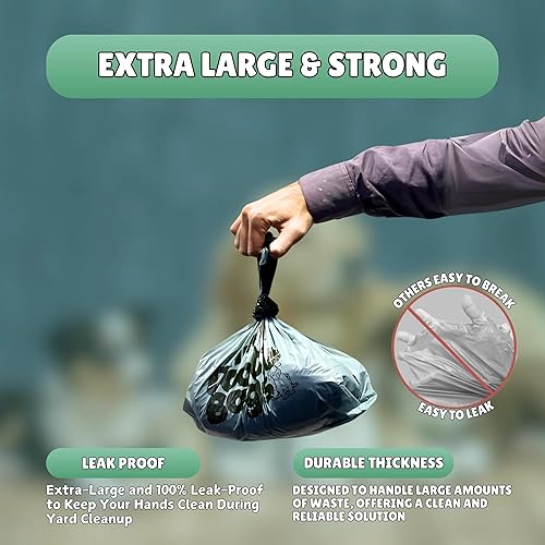 Miniatura 5 de Bolsas pesadas para dootie con asas de amarre EZ. Limpias y cómodas para caca de perro de mascota, arena de gatos. Multiusos. Ideal para