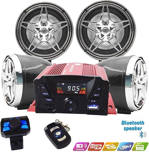 XYC 12V motocicleta impermeable FM USB 4 canales 3 pulgadas UTV ATV Bluetooth amplificador sistema de sonido audio estéreo manos libres altavoces