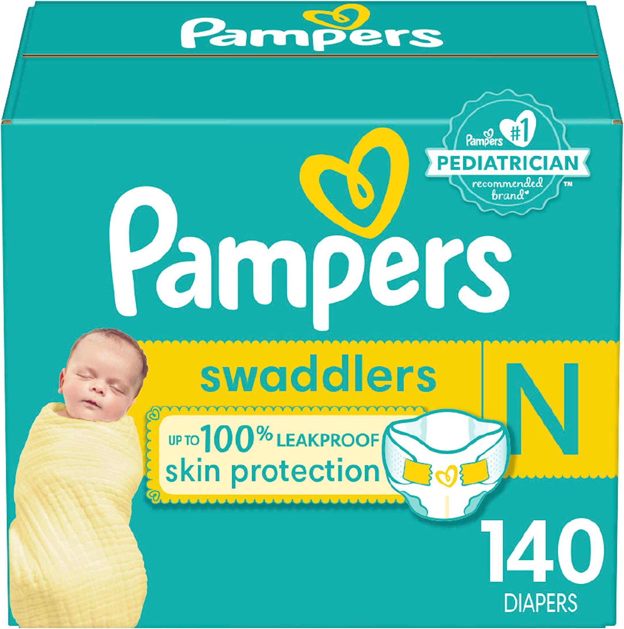 Pampers Swaddlers Diapers, Newborn (Up to 10 lbs.), 20 Count Baby
