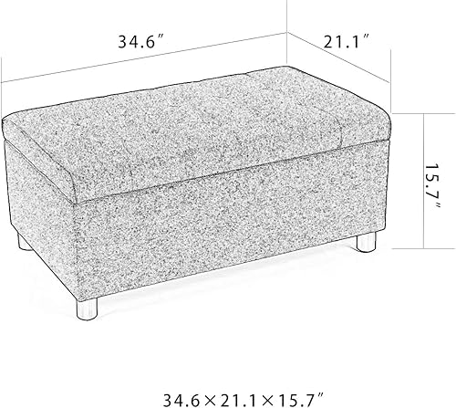 Miniatura 32 de Joveco Banco otomano de almacenamiento, 33 pulgadas, de piel sintética, rectangular, copetudo, taburete para el pie final de la cama, dormitorio,
