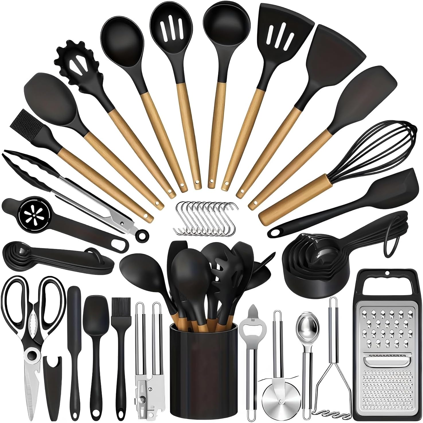 Beauenty 44PCS Silicone Kitchen Things – Popular Kitchen Accessories & House Gadgets for Home, House Hold Essential, Cooking Utensils Set for Nonstick Cookware,