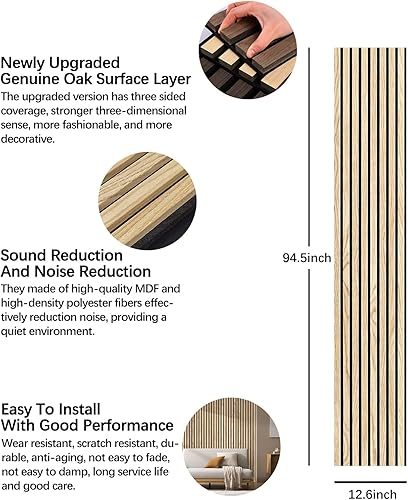 Miniatura 9 de Paneles de pared 3D para decoración de paredes interiores, paquete de 2 paneles de madera para pared, paneles acústicos de chapa de madera auténtica