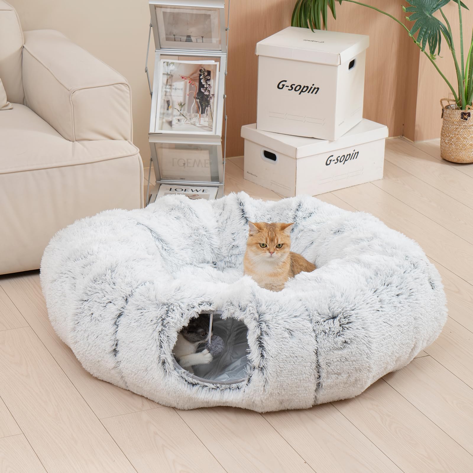 Avont Cuccia Gatto con Tunnel Per Gatti, Giochi per Gatti -Grigio