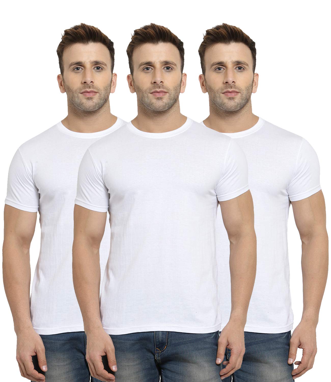 Scott InternationalMen's Regular Fit T-Shirt (Pack of 3) (SS20-3RN-3WH-M_White_Medium)