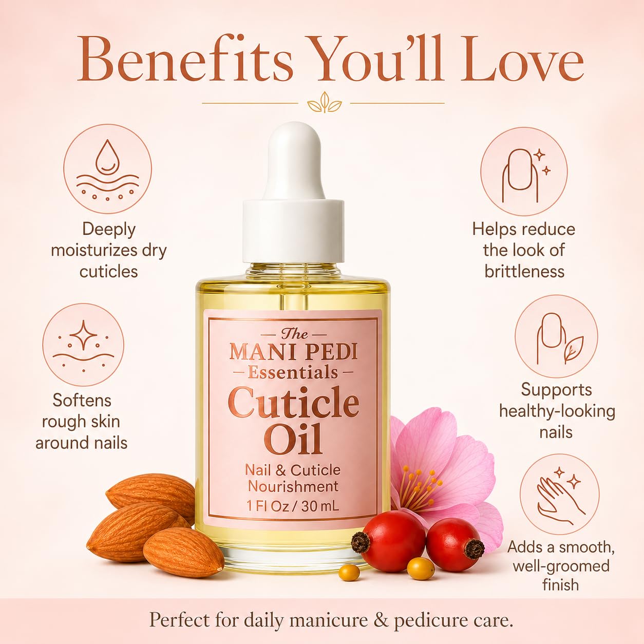 TMPE Nourishing Cuticle Oil with Jojoba, Rosehip & Almond oils. Complete Nail & Cuticle Care for Strong Nails & Soft Cuticles - 30ml 2
