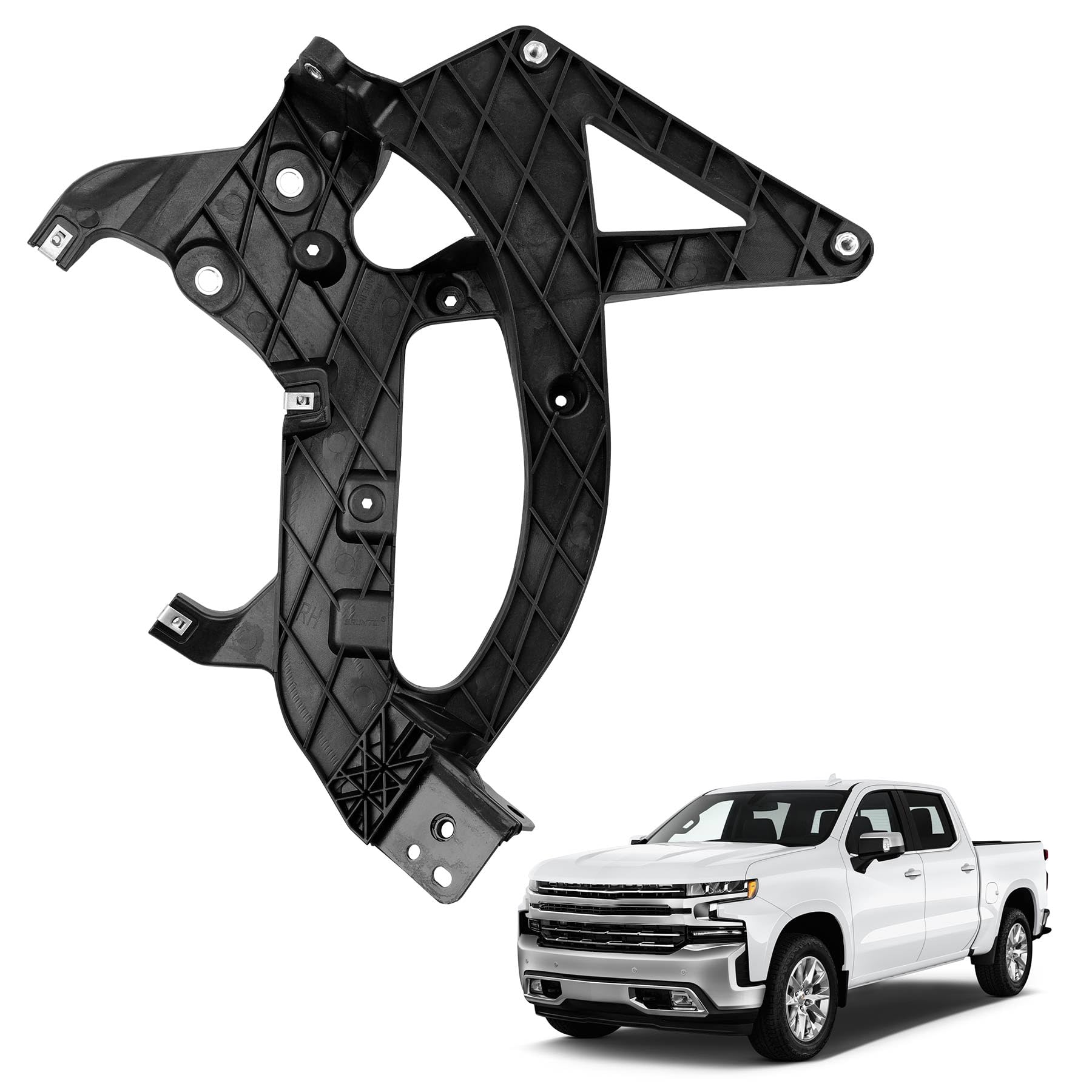 front right passenger side bumper support impact bar bracket compatible with 2019-2022 chevy silverado 1500 replace # gm1063124, 84219066