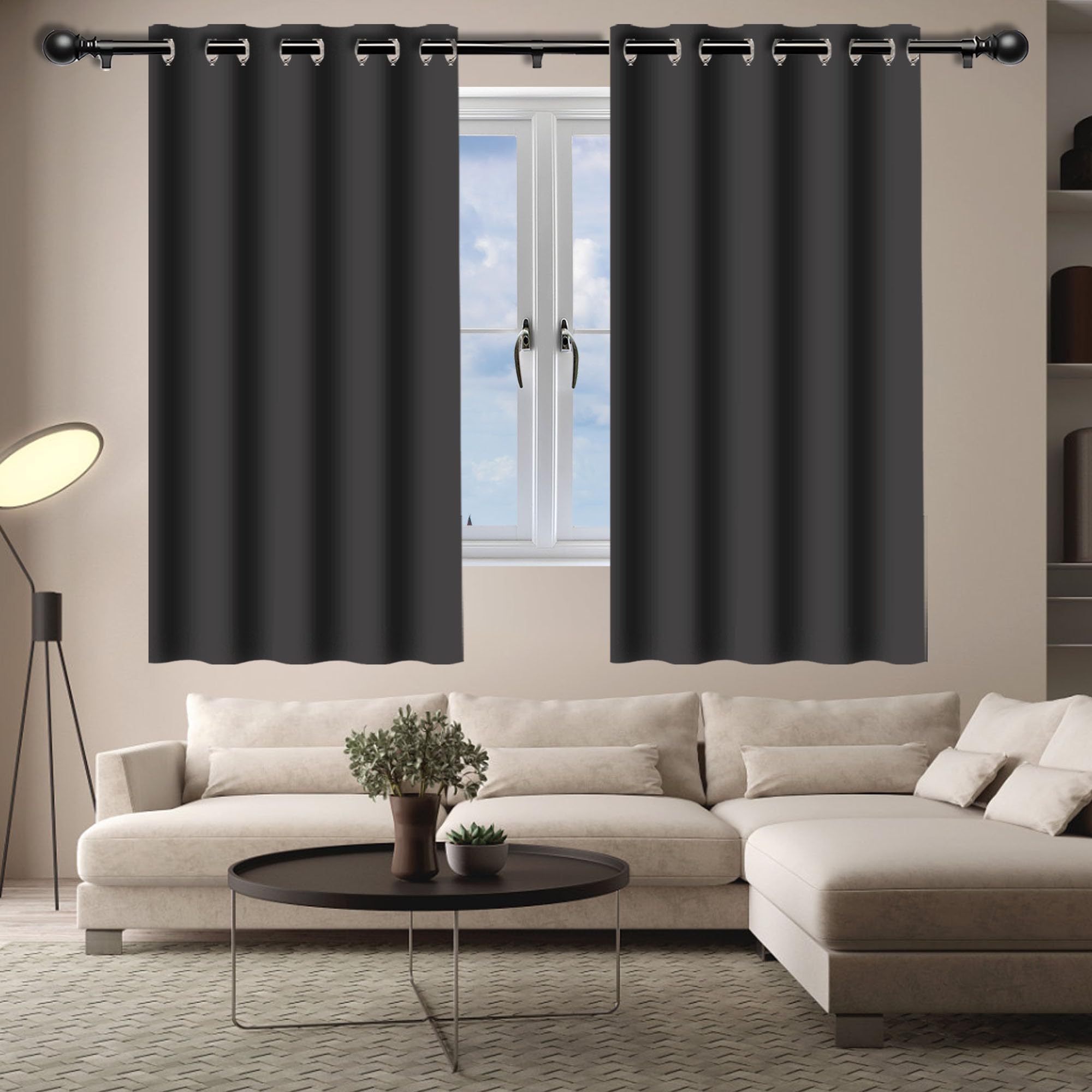 Rideau occultant gris foncé pour chambre : créez un cocon de fraîcheur moderne 180x300 cm