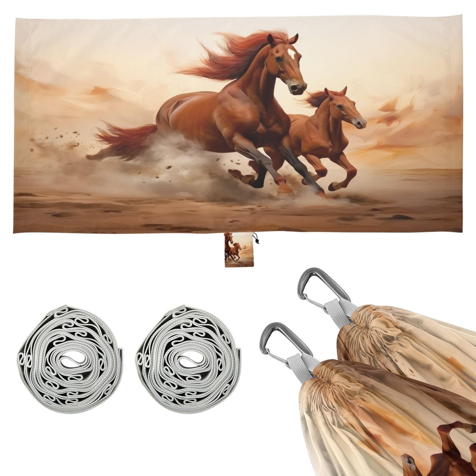 Haskirky Horse Camping Hammock, Single Portable Hammocks with Tree Straps & Attached Carry Bag, 330Lbs Capacity Perfect for Outside Indoor Hiking Beach Backpack Travel