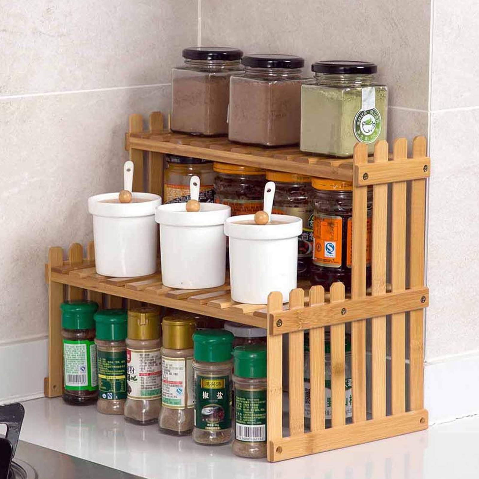 Natural Bamboo Plant Stand Shelf Rack Shelving Unit Tabletop Bench Ladder Shelf Unit