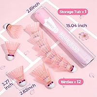 Vista 3 de HIRALIY 12/24 Pack Badminton Birdies Nylon, Durable Shuttlecocks for Backyard & Baseball Batting Practice, Wind Resistant Yellow/Pink Bulk Ball Set