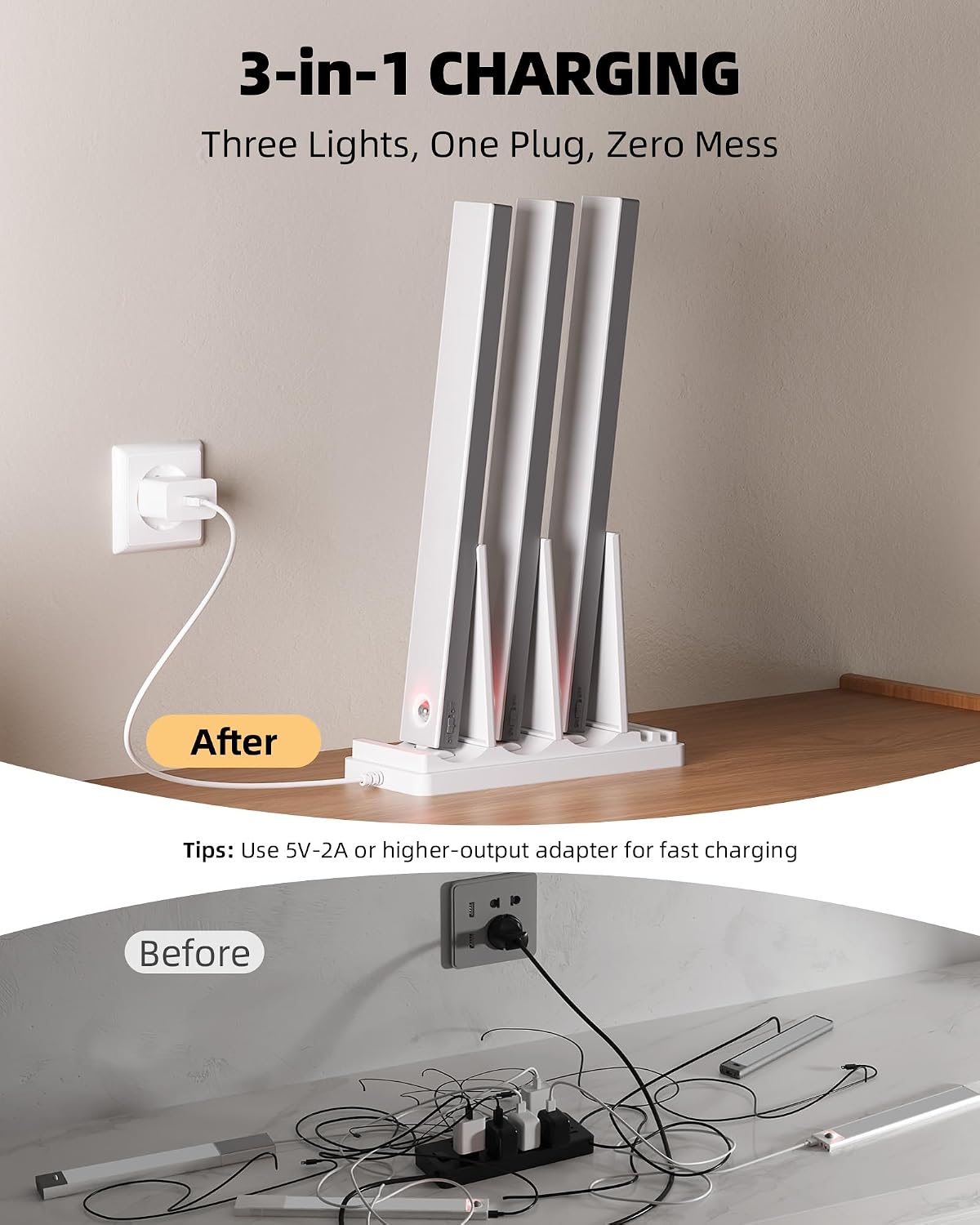 6-Pack 13 Inch Under Cabinet Lighting with 2 Charging Stations, Rechargeable Wireless Motion Sensor Lights, 3200mAh, 3 Color Temps, Dimmable, Magnetic, Remote Control for Kitchen, Closet thumbnail