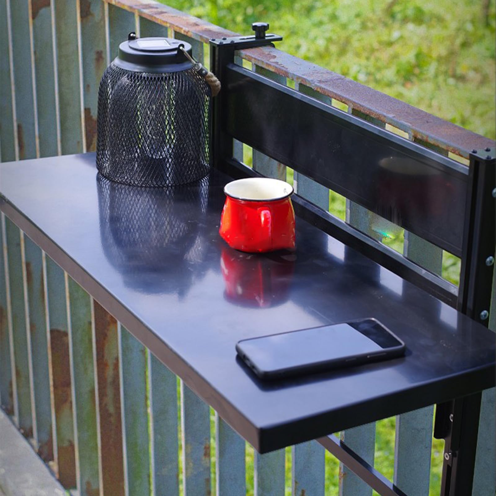 Tavolo da Balcone Sospeso,Tavolo da Appendere Ringhiera Altezza Regolabile,Tavolo Sospeso Ringhiera Lega di Alluminio,Tavolo da Ringhiera Balcone Pieghevole,per Giardino,Terrazza