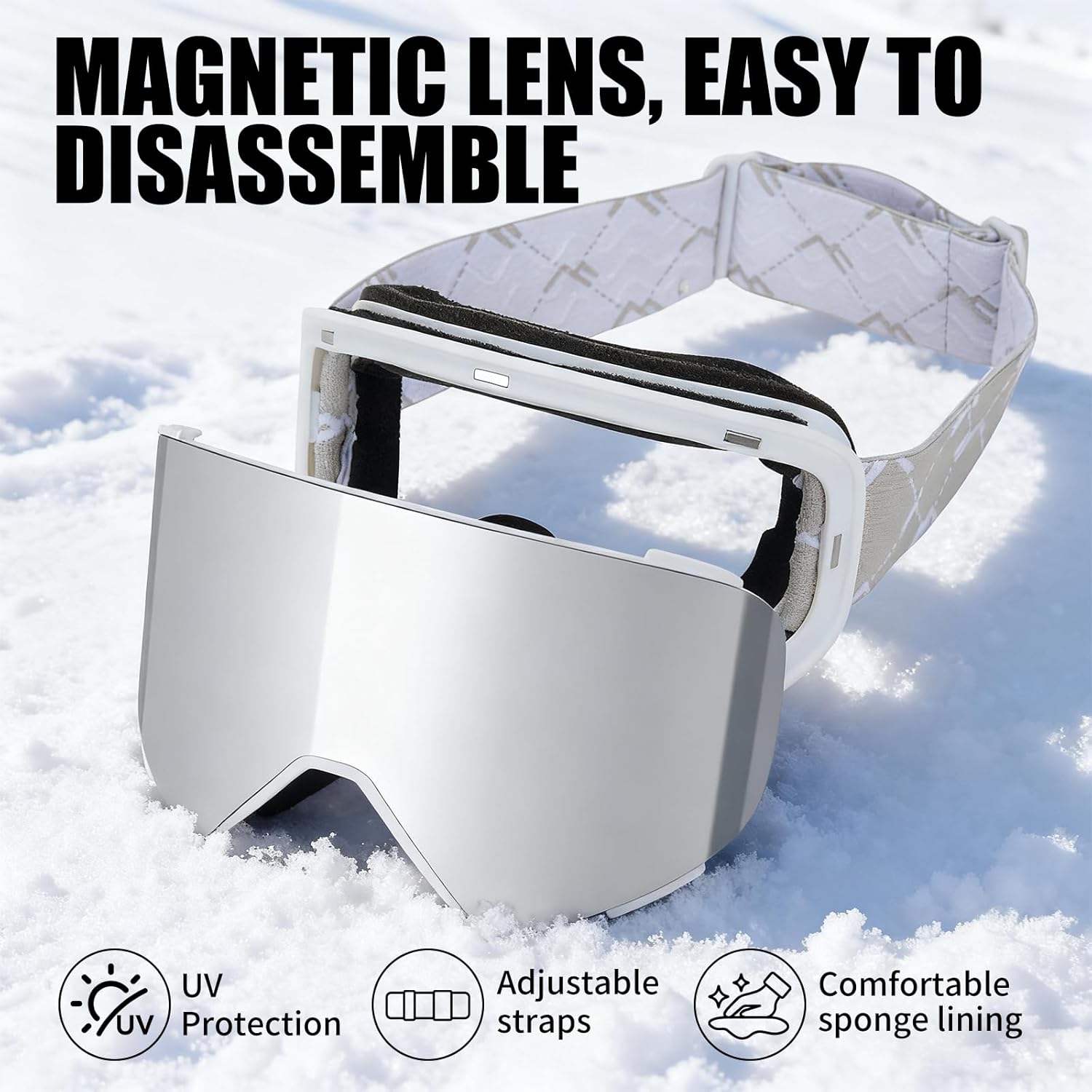 Ski Goggles Over Glasses Snow/Snowboard Goggles OTG Magnetic Full Revo for Men Women Adult UV Protection - Image 4