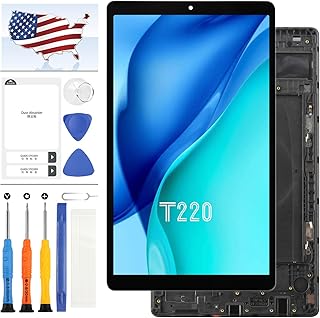 Screen Replacement for Samsung Tab A7 Lite 2021 SM-T220 LCD T220 Display Touch Screen Digitizer Glass Panel Assembly Repair Parts Kit 8.7inch (Black with Frame)