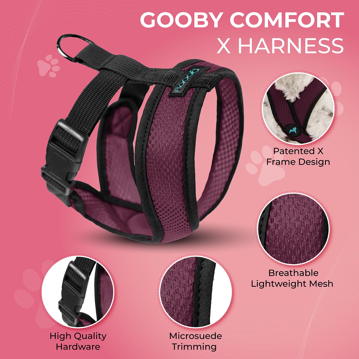 Gooby Choke Free Comfort X miękka uprząż dla psa, mała, fioletowa