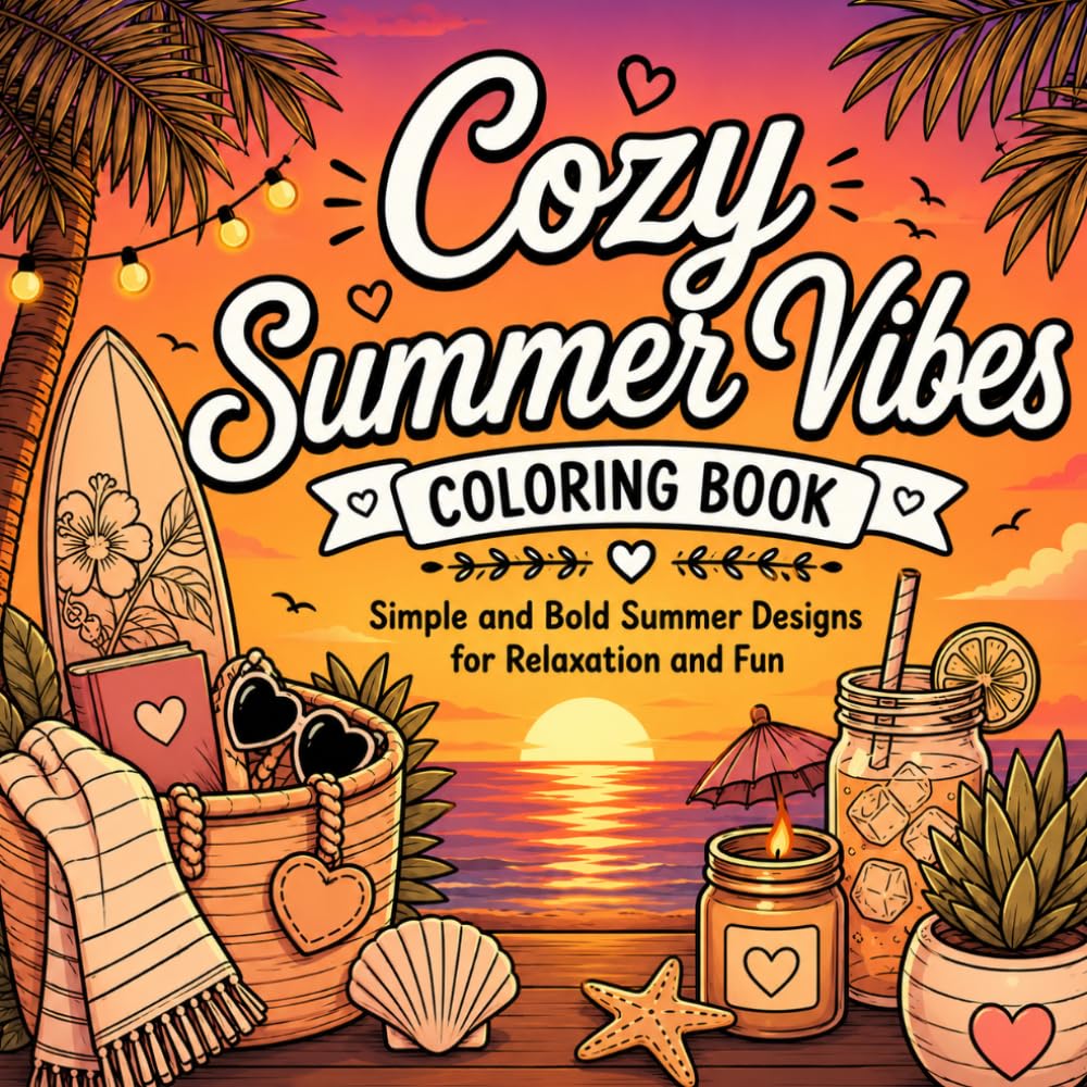Cozy Summer Vibes Coloring Book for Adults: Bold and Easy Designs for Relaxation, Stress Relief, and Fun