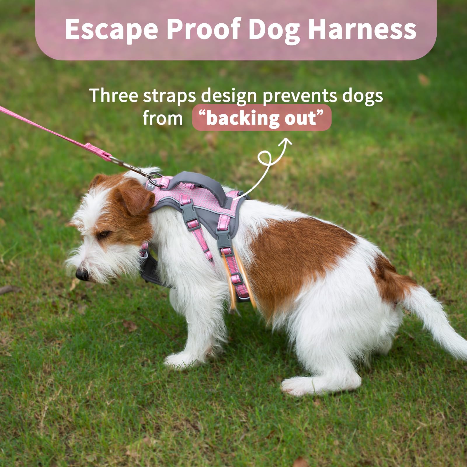 Huntboo Escape Proof Dog Harness Medium, Anti-Pull Dog Harness with Handle, Breathable, Adjustable, Reflective Dog Harnesses - Image 2