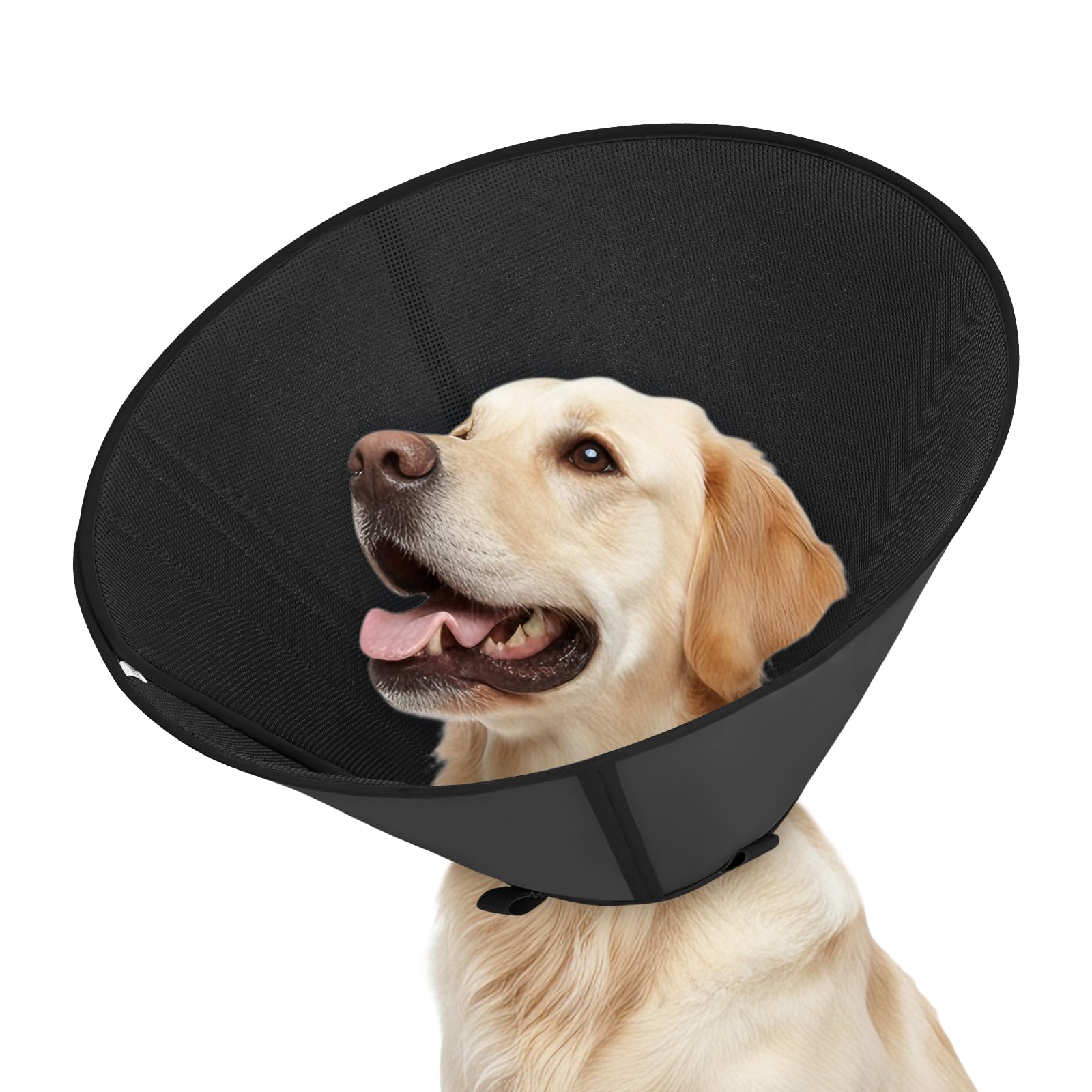 Supet Dog Cone Collar,Soft Padded Elizabeth Recovery,Adjustable Protective Cone to Stop Licking After Surgery,Neutering or Injury,Alternative Collar for Small, Medium & Large Dogs(Black L)