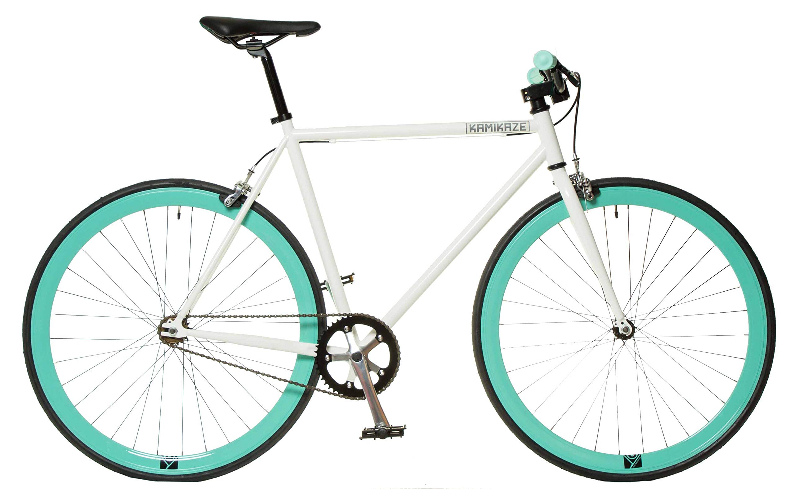 Kamikaze Bicicleta Fixie Urbana Single Speed Blanca/Celeste