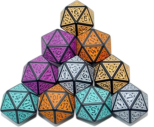 Vista 11 de SmartDealsPro Paquete de 10 dados poliédricos D20 de 20 caras para juego de mesa DND RPG MTG (mezcla de colores)