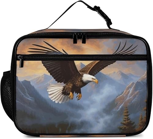 Miniatura 2 de Bald Eagle - Lonchera reutilizable con aislamiento, bolsa enfriadora, lonchera para comida y alimentos, bolsa de mano para mujeres, niños, niñas,