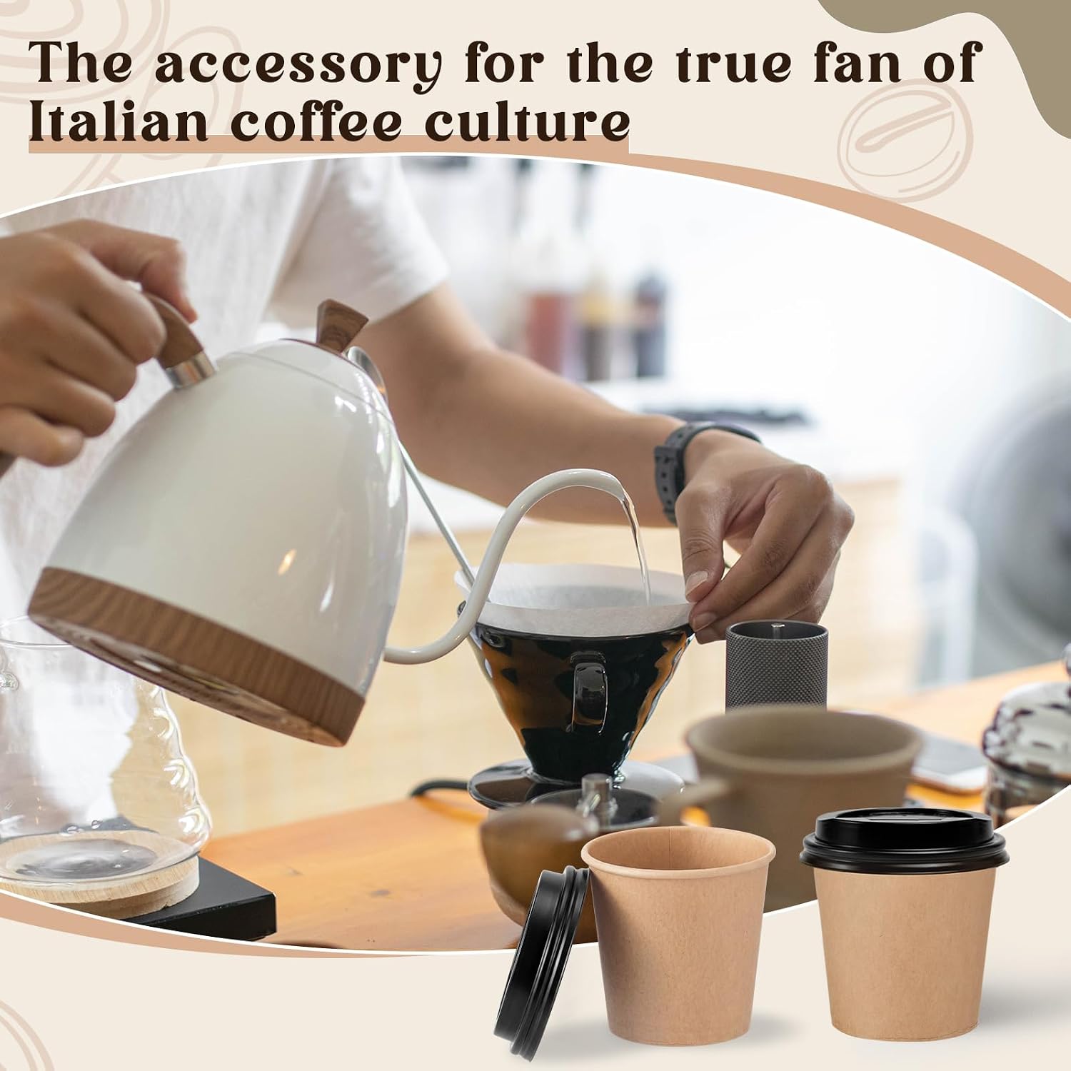 100 Sets 6 oz Disposable Espresso Cup with Lids Mini Coffee Paper Shots Cups for a Double Shot, Espresso, Tea, Hot Chocolate and Cold Beverages for Travel Office image 5
