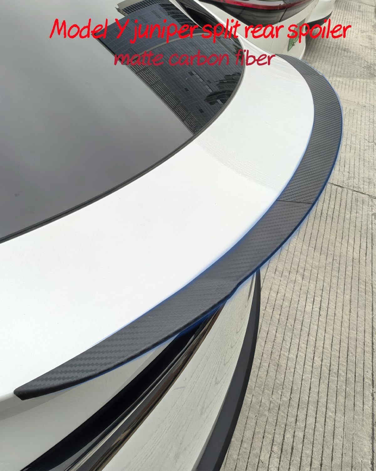 2025 2026 Model Y Juniper Split Rear Spoiler, ABS Rear Spoiler Wing Rear Trunk Lip Matte Carbon Fiber Sporty Exterior Accessories Compatible with Tesla Model Y Juniper