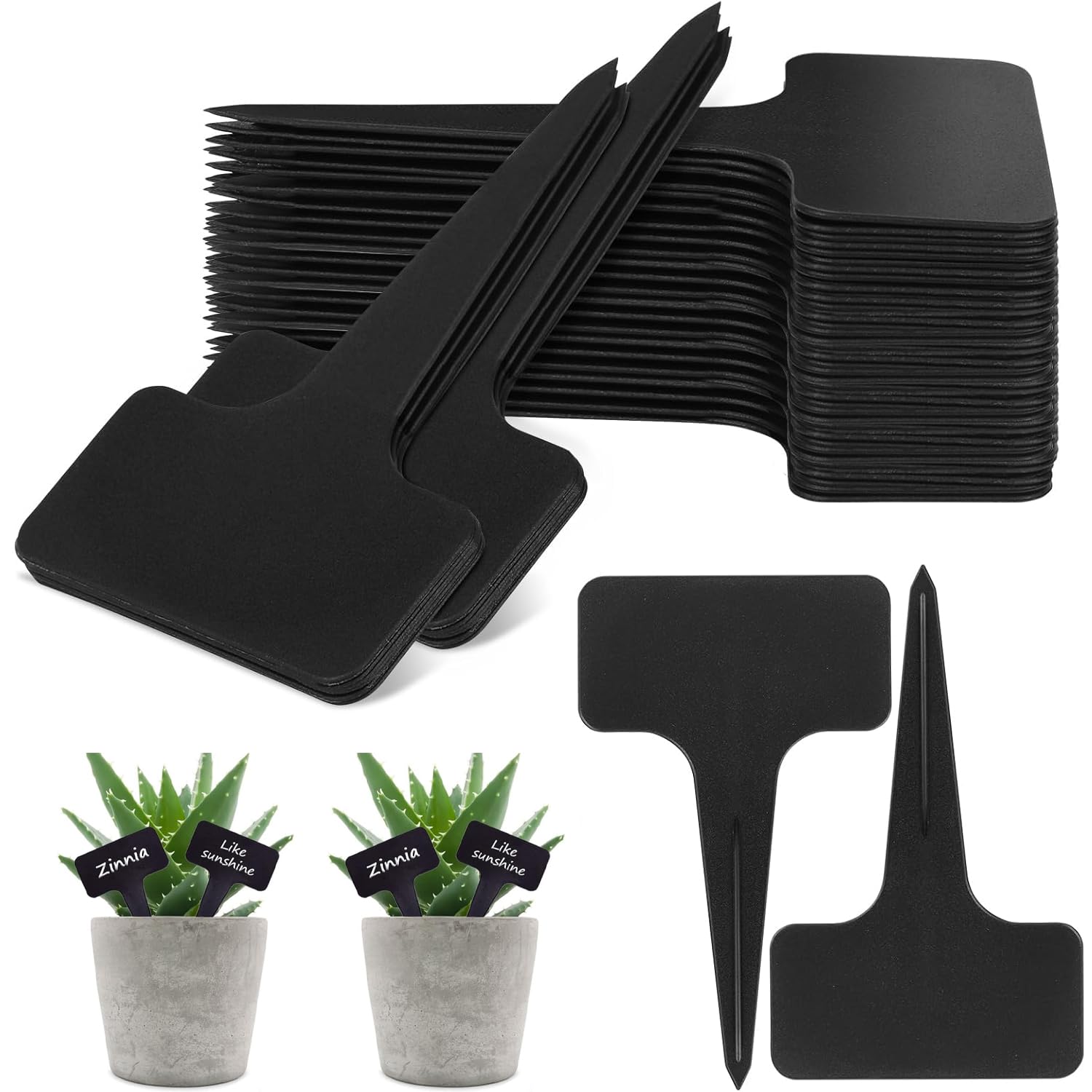 WUBAYI 120pcs Slate Plant Labels - T-Type Black Garden Markers for Outdoor Plants, Herb Garden & Potted Seed Tags, 6x10cm Waterproof Plastic