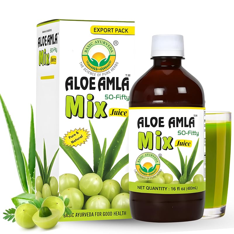 BASIC AYURVEDA Bebida de Aloe Vera e Amla, 480 mL, 1 garrafa