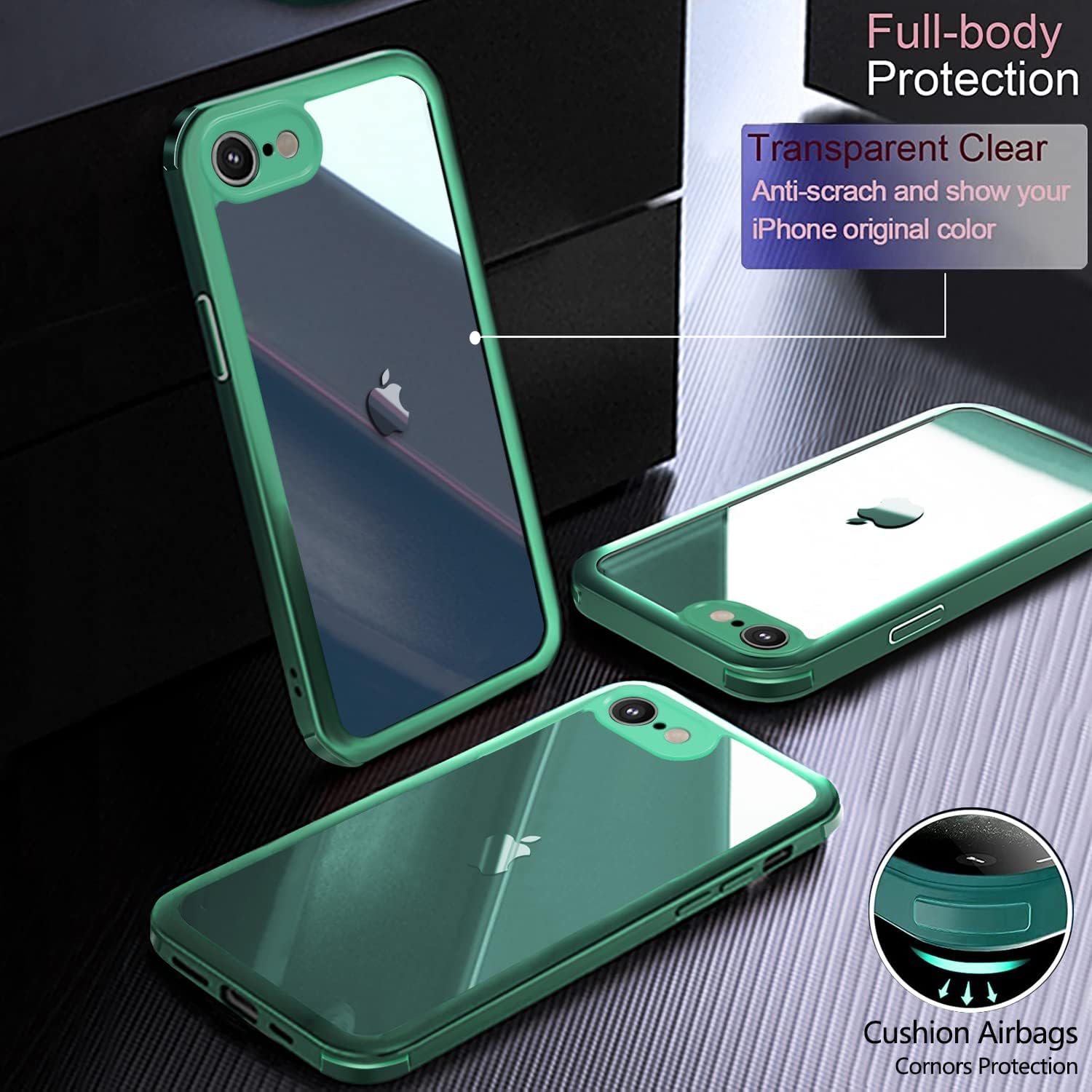 UBUNU iPhone SE Case with Screen Protector [Built-in 9H Hard Tempered Glass], for Magsafe Dual Layer 360 Full Body Protection for Men Women iPhone SE [2022/2020] Phone Case 4.7 inch, Mint Green
