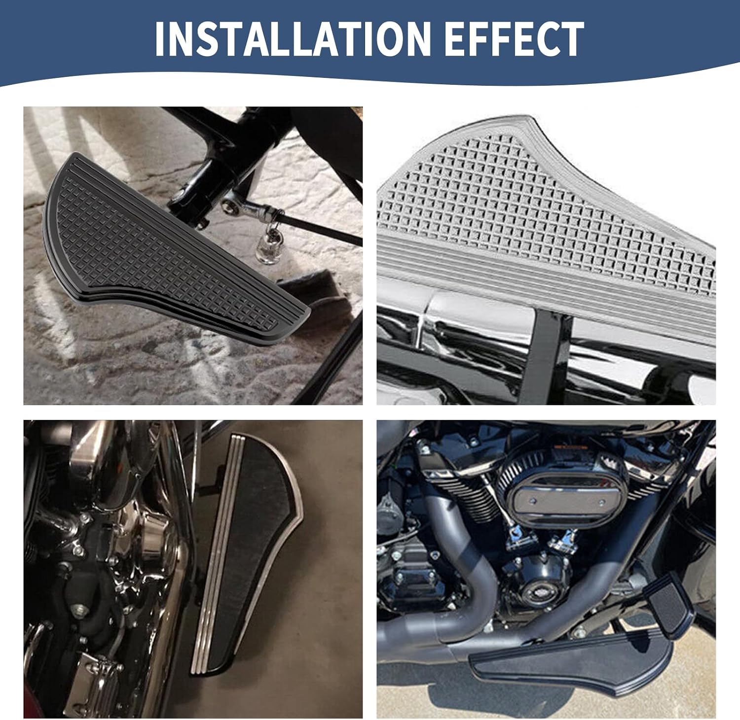 Motorcycle Passenger Floorboards Mini Defiance Foot Pegs For Harley 2018-2024 Softail Fat Boy FLSB Street Bob FXBB Breakout FXLRS Fat Bob Low Rider FXLR Softail Slim FLHSC 114 (Black White)